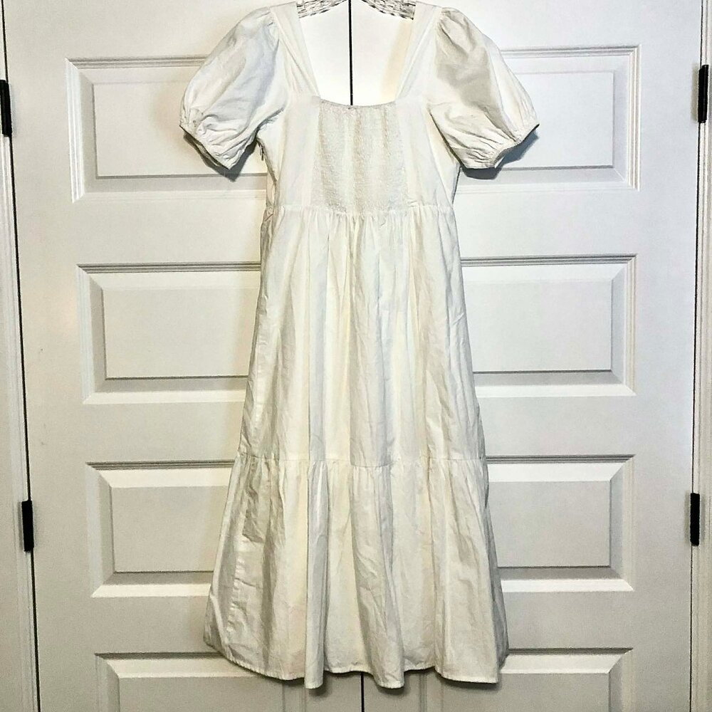 New ASTR The Label Poplin Tiered Midi Dress White M - Picture 4 of 8